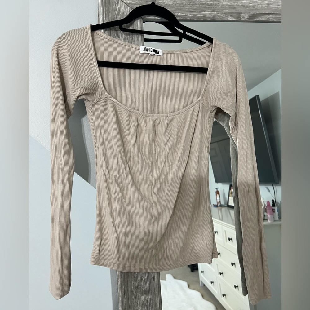 JOAH BROWN square neck long sleeve
